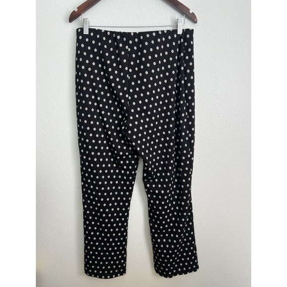 Anthropologie Black White Polka Dot Trousers Flower Power Academia Retro Large - Picture 2 of 5